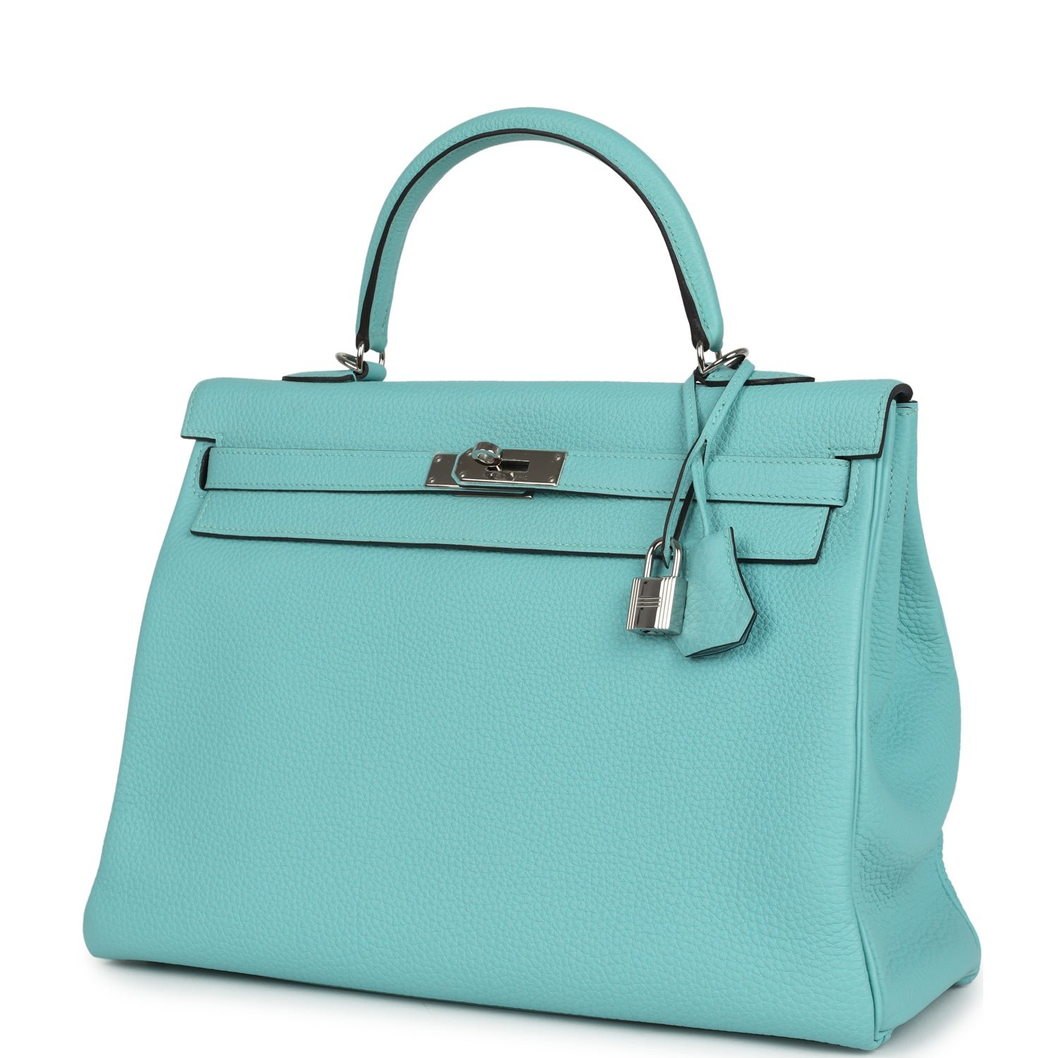 Hermes Kelly Retourne 35 Bleu Atoll Clemence Palladium Hardware - Image 5