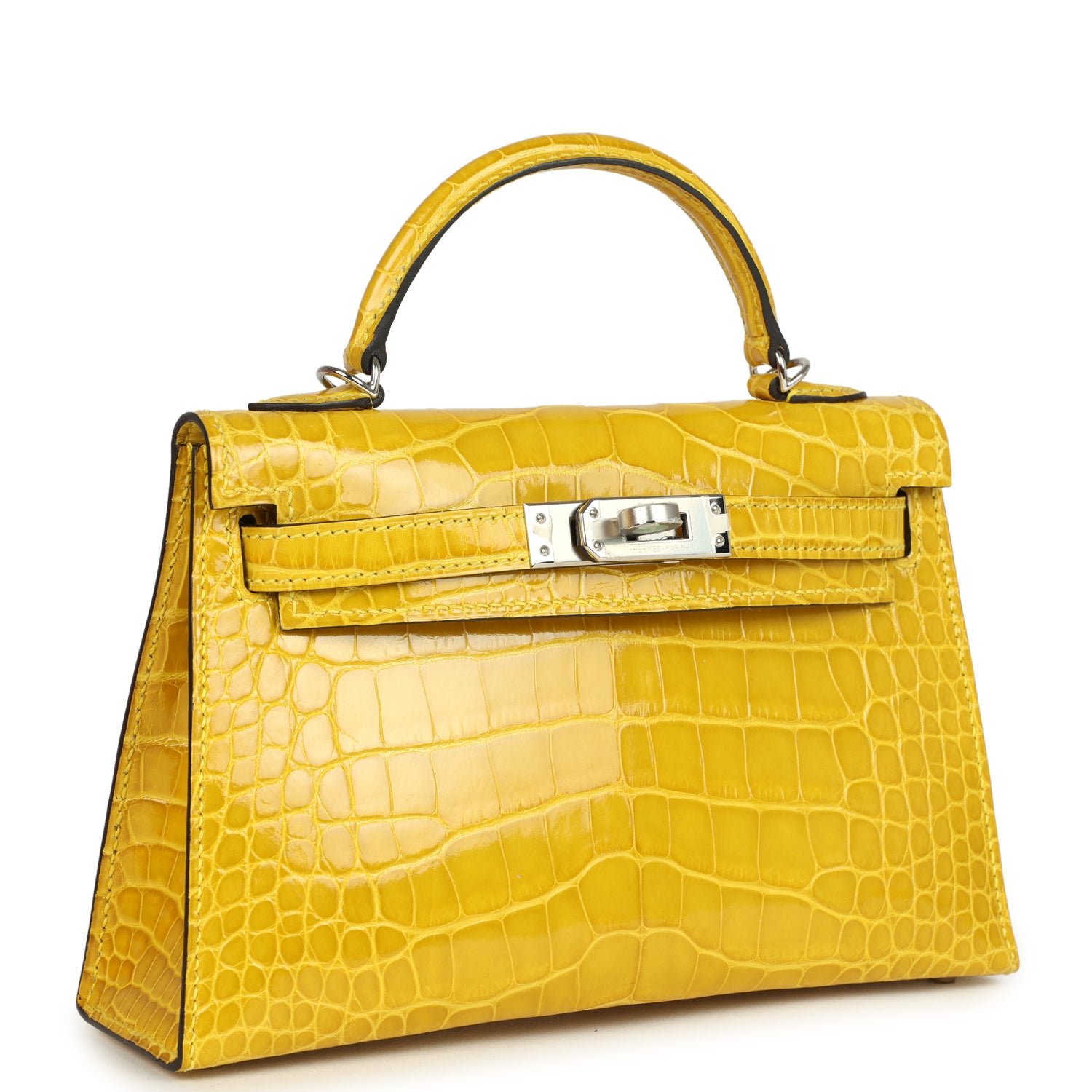 Hermes Kelly Sellier 20 Mimosa Shiny Alligator Palladium Hardware - Image 2