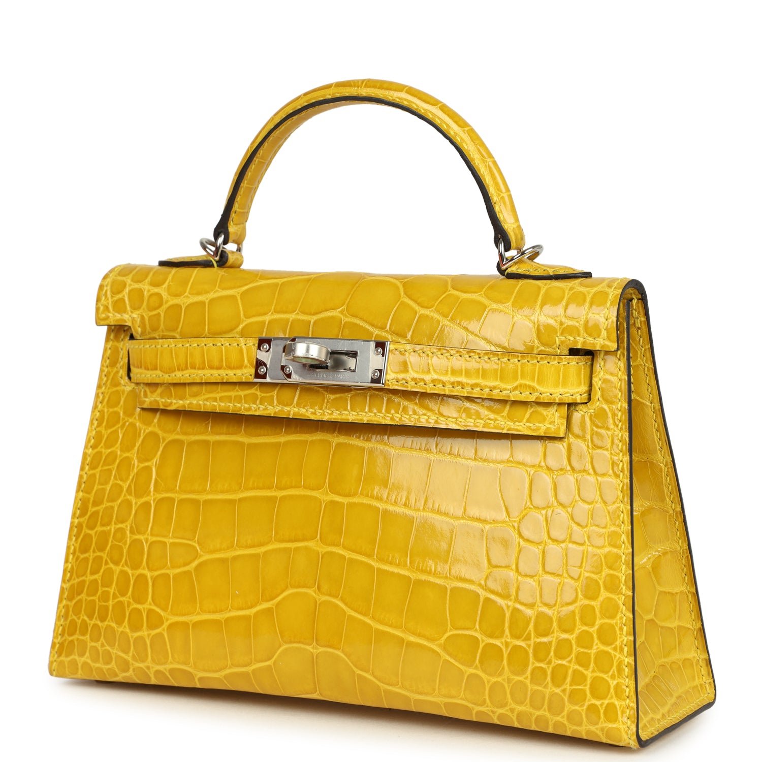 Hermes Kelly Sellier 20 Mimosa Shiny Alligator Palladium Hardware - Image 5