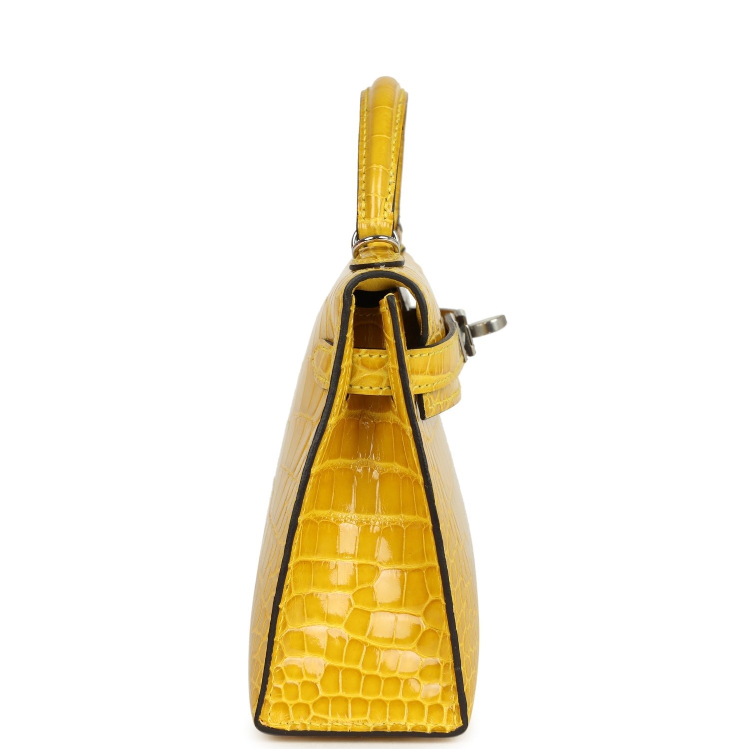 Hermes Kelly Sellier 20 Mimosa Shiny Alligator Palladium Hardware - Image 3