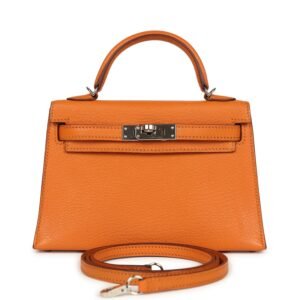 Hermes Kelly Sellier 20 Abricot Chevre Mysore Palladium Hardware