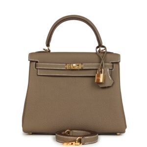 Hermes Kelly Retourne 25 Etoupe Togo Gold Hardware