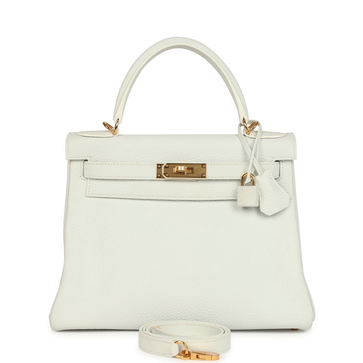 Hermes Kelly Retourne 28 White Clemence Gold Hardware