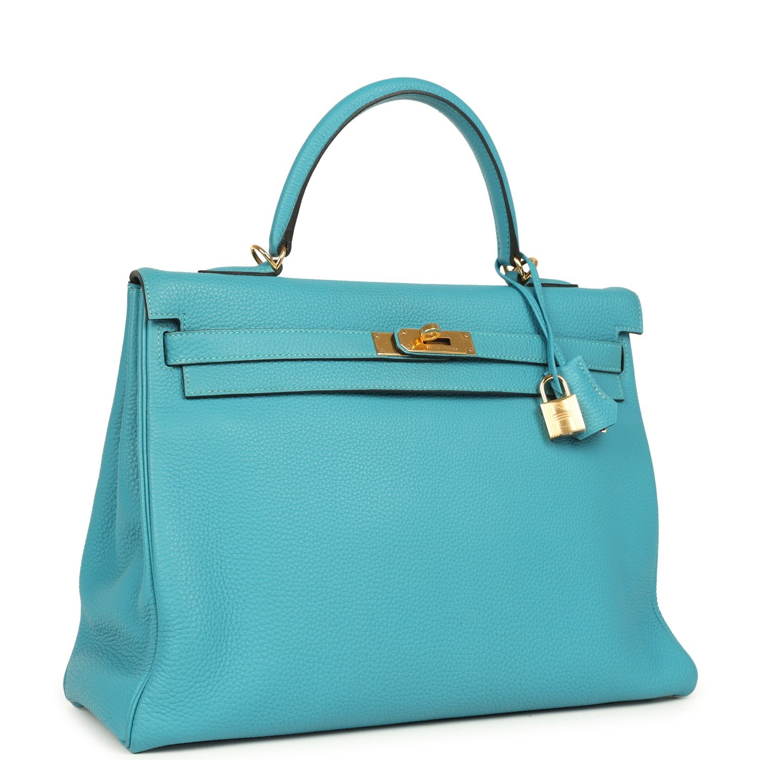 Hermes Kelly Retourne 35 Turquoise Togo Gold Hardware - Image 2