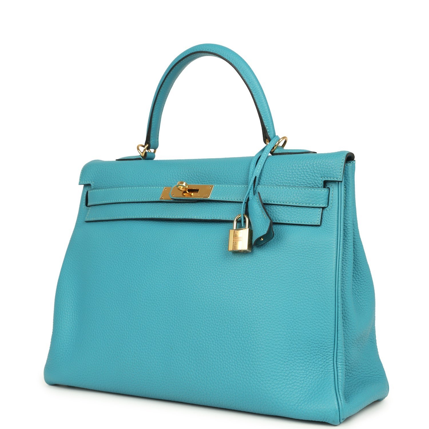 Hermes Kelly Retourne 35 Turquoise Togo Gold Hardware - Image 5