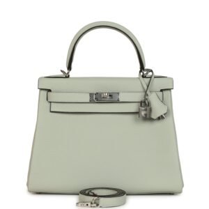 Hermes Kelly Retourne 28 Gris Neve Clemence Palladium Hardware