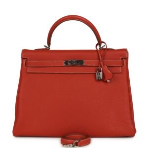 Hermes Retourne Kelly 35 Sanguine Clemence Palladium Hardware