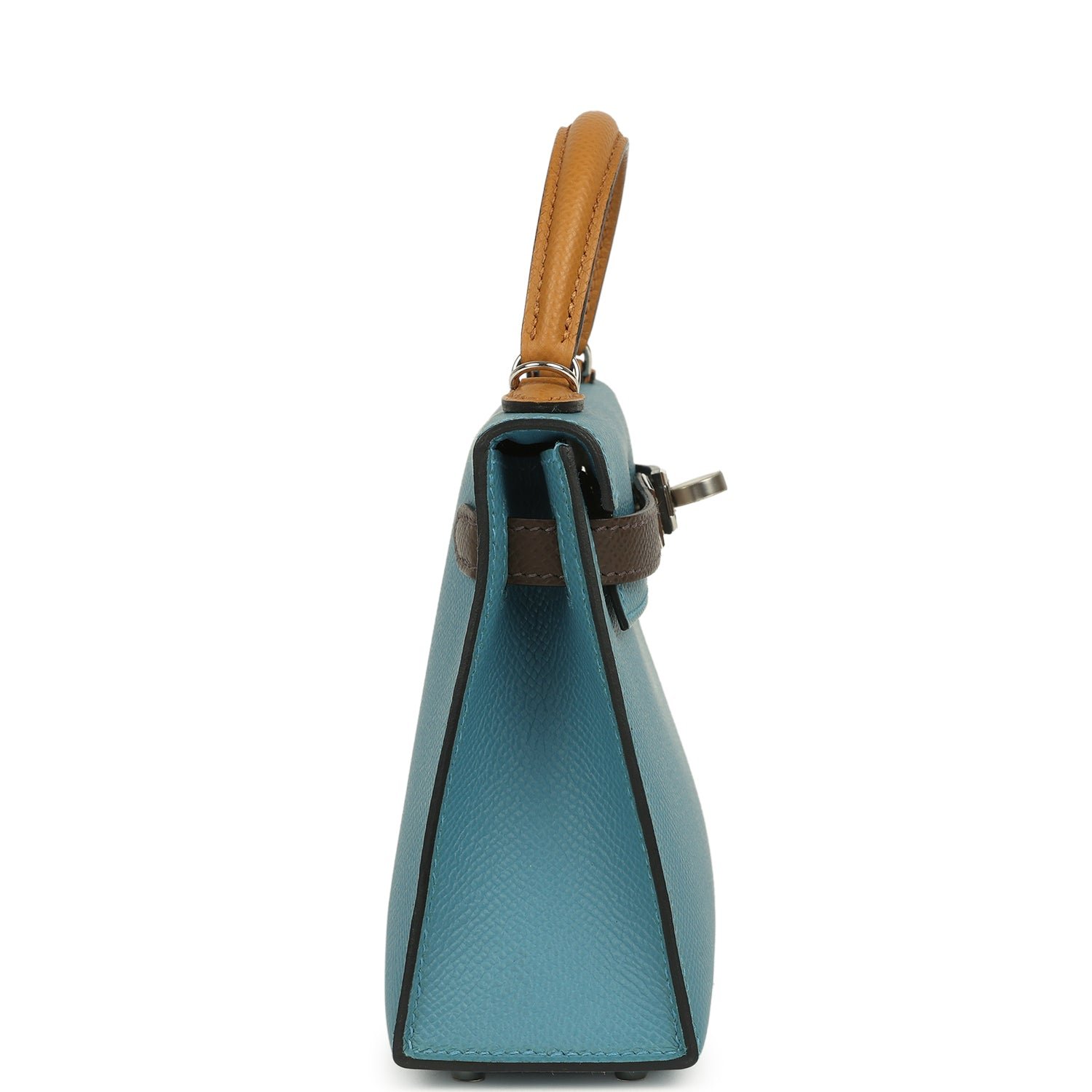 Hermes Kelly Sellier 20 Tri-color Blue Jean, Sesame, Ecorce Epsom Palladium Hardware - Image 3