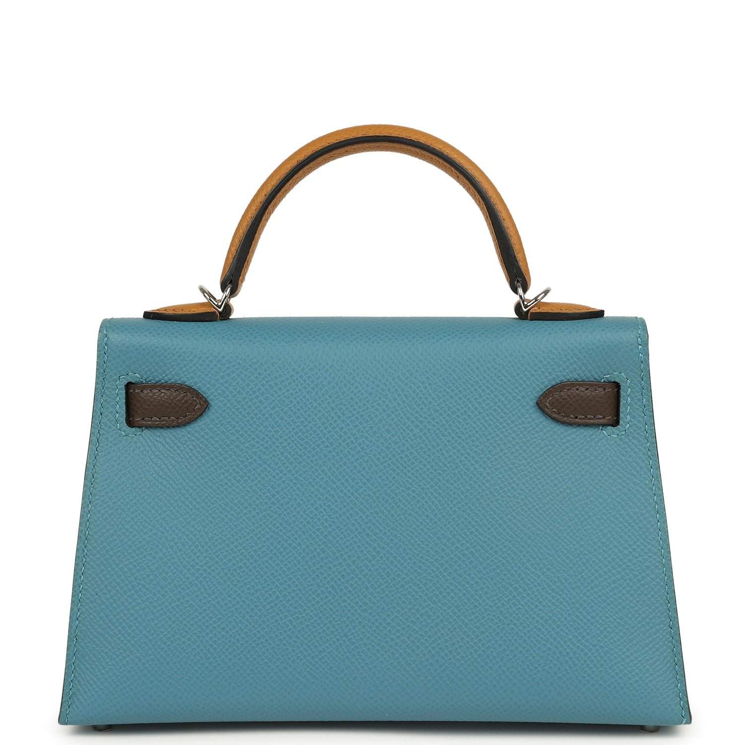 Hermes Kelly Sellier 20 Tri-color Blue Jean, Sesame, Ecorce Epsom Palladium Hardware - Image 4
