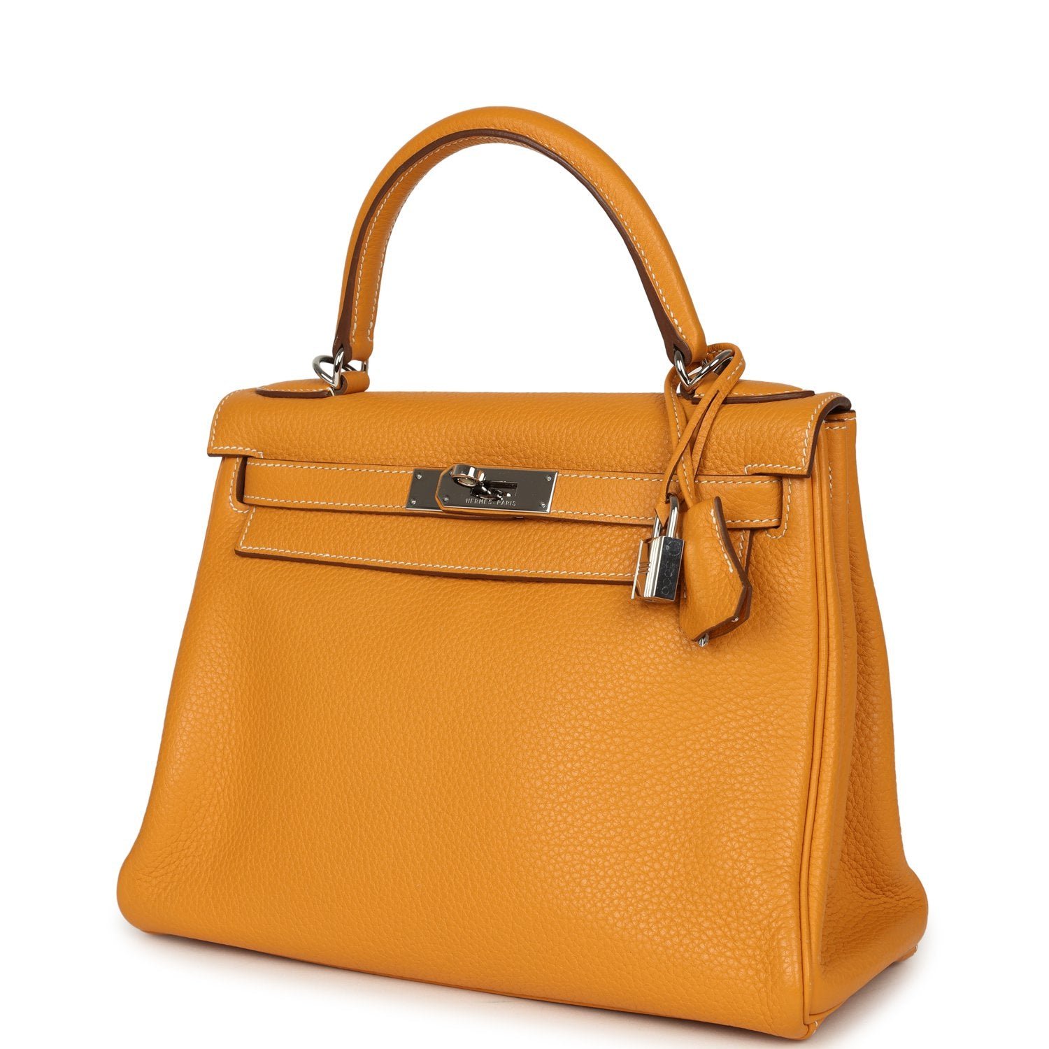 Hermes Kelly Retourne 28 Moutarde Clemence Palladium Hardware - Image 5