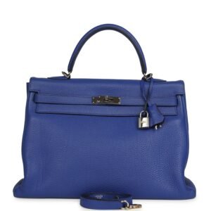 Hermes Kelly Retourne 35 Bleu Electric Togo Palladium Hardware