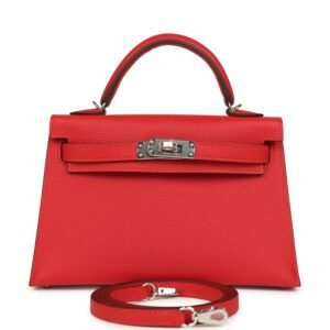 Hermes Kelly Sellier 20 Rouge Radieux Epsom Palladium Hardware