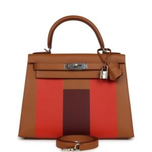 Hermes Kellygraphie Kelly Sellier 28 "Lettre H" Gold Epsom Palladium Hardware