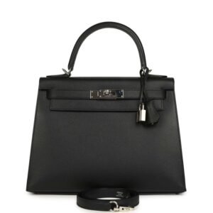 Hermes Kelly Sellier 28 Black Epsom Palladium Hardware (MAC-H-K-260302-1)
