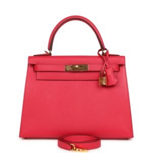 Hermes Kelly Sellier 28 Rose Extreme Epsom Gold Hardware (MAC-H-K-260309-2)