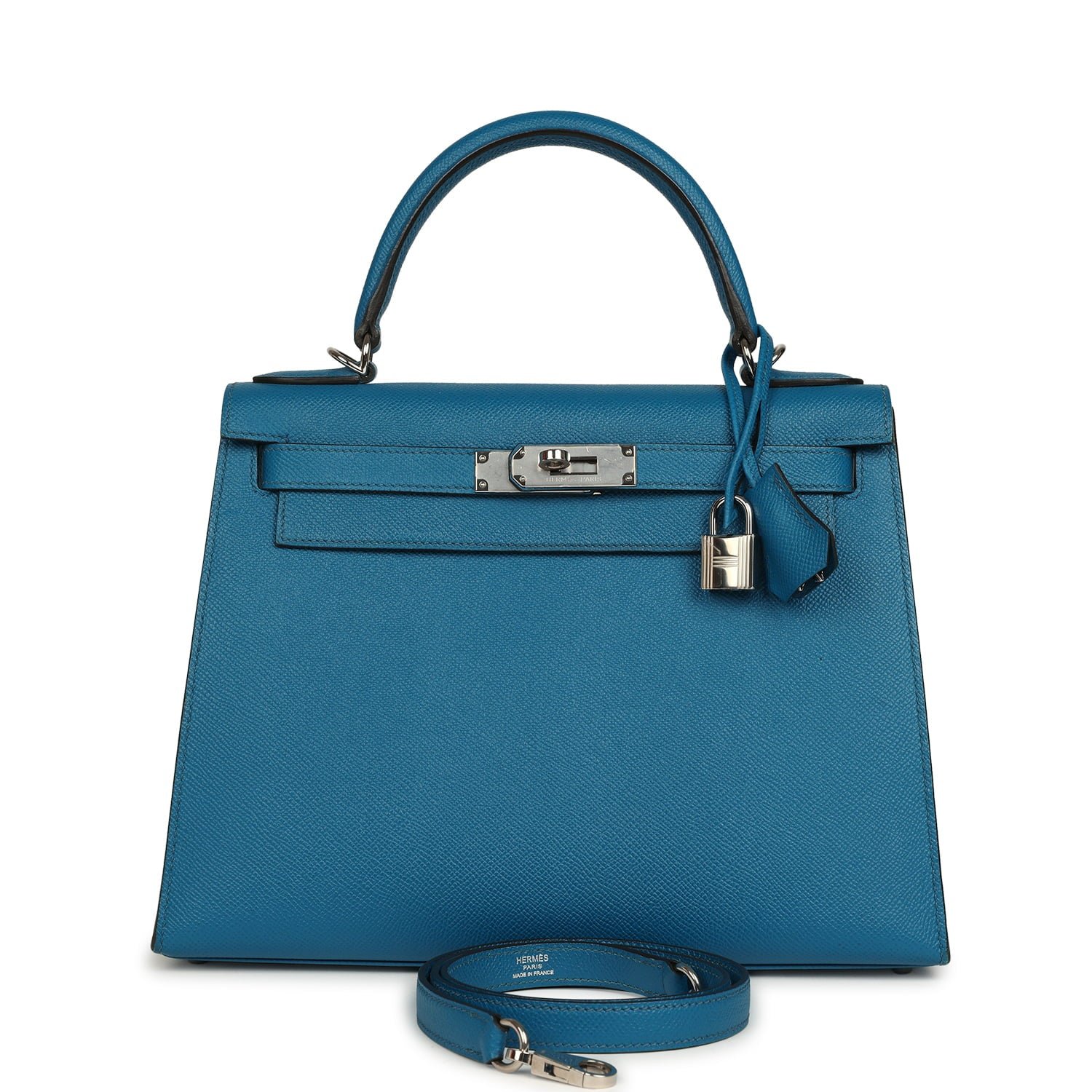 Hermes Kelly Sellier 28 Bleu Izmir Epsom Palladium Hardware