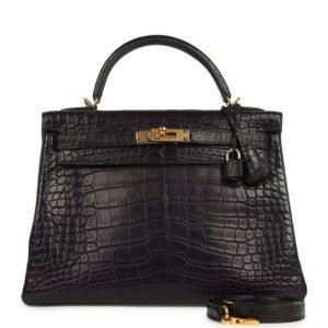 Hermes Kelly Retourne 32 Aubergine Matte Alligator Gold Hardware (MAC-H-K-260316-6)