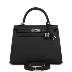 Hermes Kelly Sellier 25 Black Epsom Palladium Hardware (MAC-H-K-260317-1)
