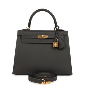 Hermes Kelly Sellier 25 Graphite Epsom Gold Hardware