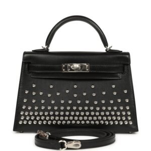 Hermes Kelly Sellier 20 Clouté Black Box Palladium Hardware