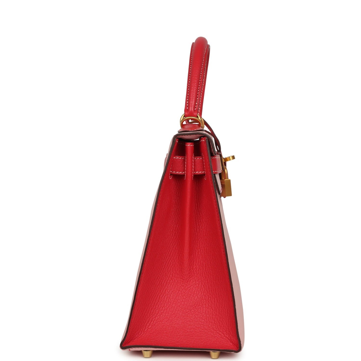 Hermes Special Order (HSS) Kelly Sellier 28 Rose Sakura, Rose Extreme Chevre Brushed Gold Hardware - Image 3