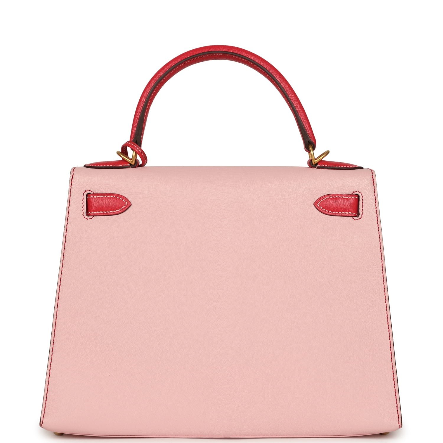 Hermes Special Order (HSS) Kelly Sellier 28 Rose Sakura, Rose Extreme Chevre Brushed Gold Hardware - Image 4