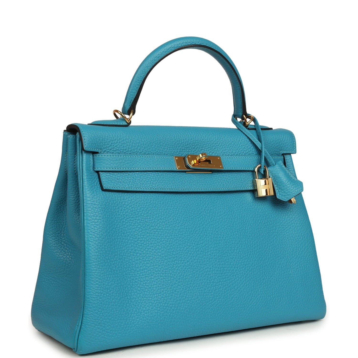 Hermes Kelly Retourne 32 Turquoise Clemence Gold Hardware - Image 2