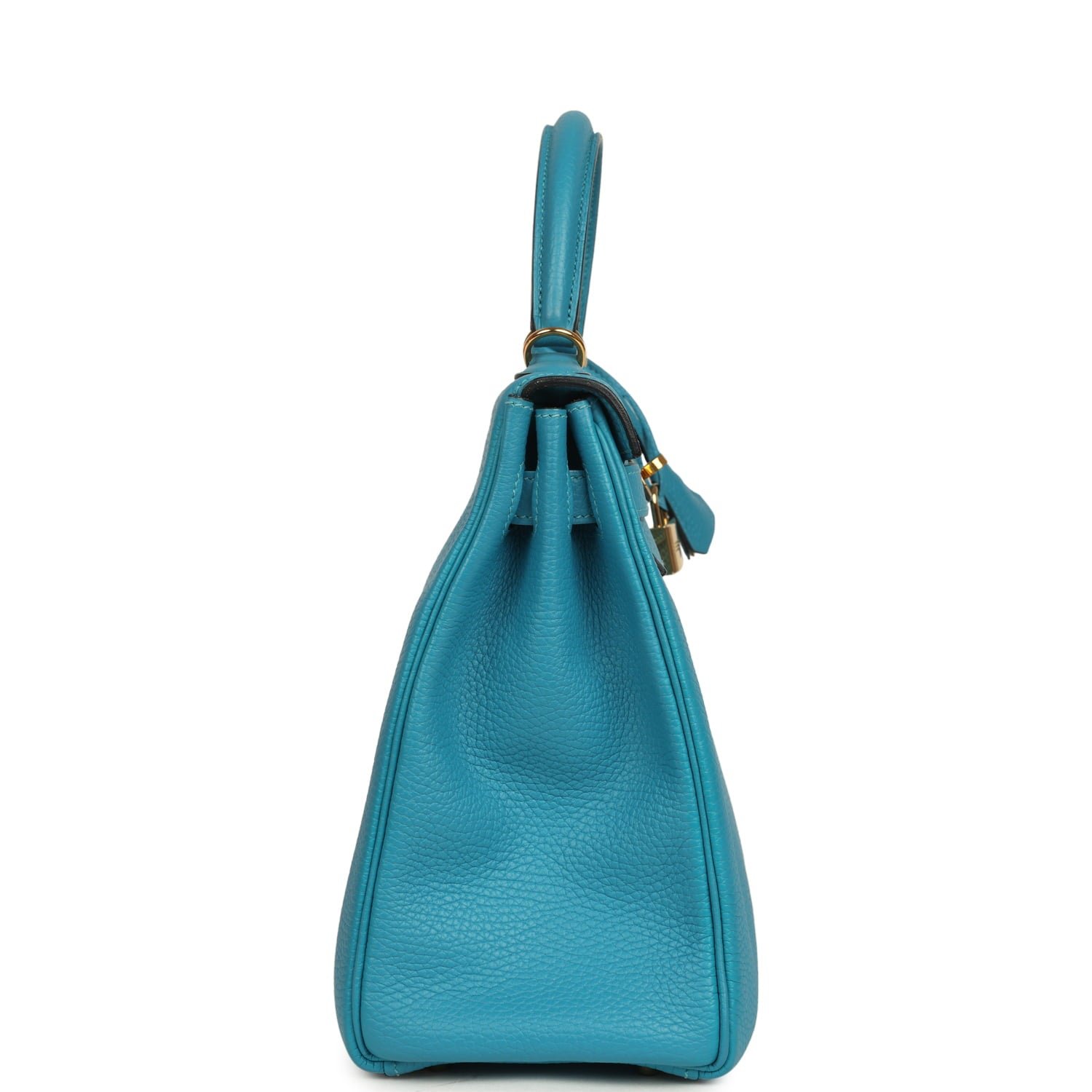 Hermes Kelly Retourne 32 Turquoise Clemence Gold Hardware - Image 3