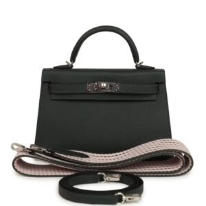 Hermes Kelly Sellier 20 Vert Fonce Epsom Palladium Hardware