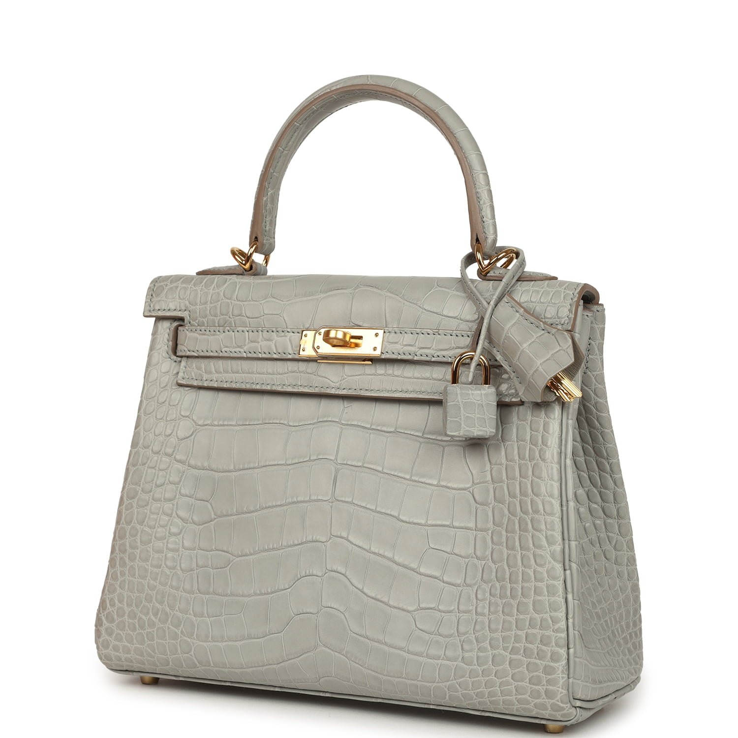 Hermes Kelly Retourne 25 Gris Perle Matte Alligator Gold Hardware - Image 5