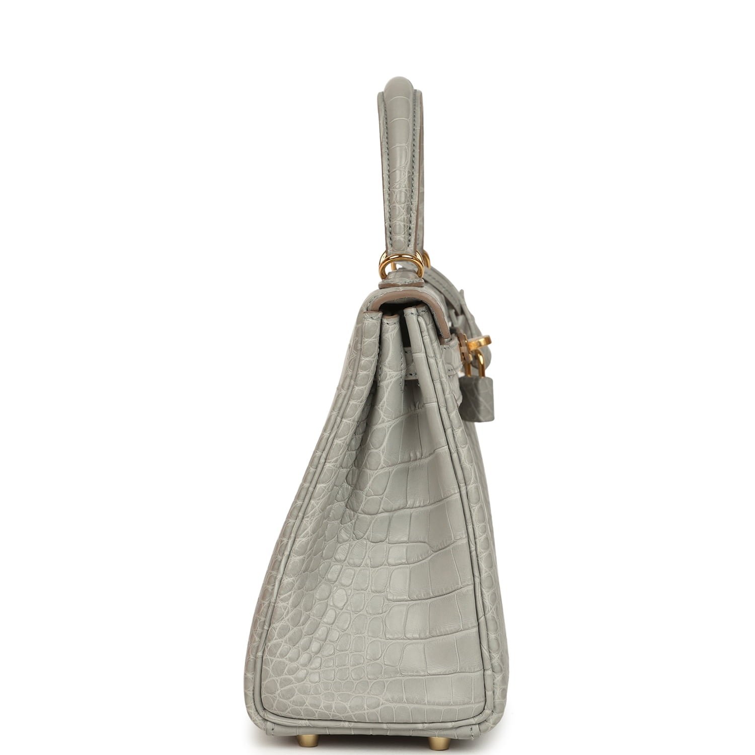 Hermes Kelly Retourne 25 Gris Perle Matte Alligator Gold Hardware - Image 3