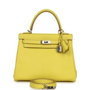 Hermes Kelly Retourne 25 Lime Swift Palladium Hardware