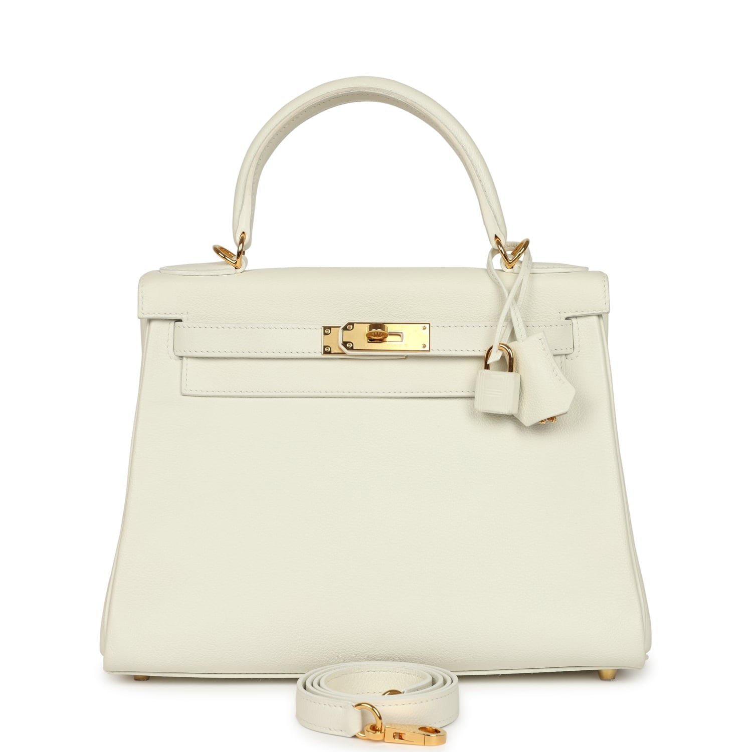 Hermes Kelly Retourne 28 White Evercolor Gold Hardware