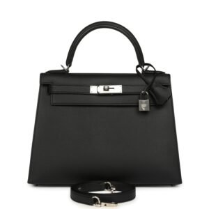 Hermes Kelly Sellier 28 Black Epsom Palladium Hardware (MAC-H-K-260428-2-LB)