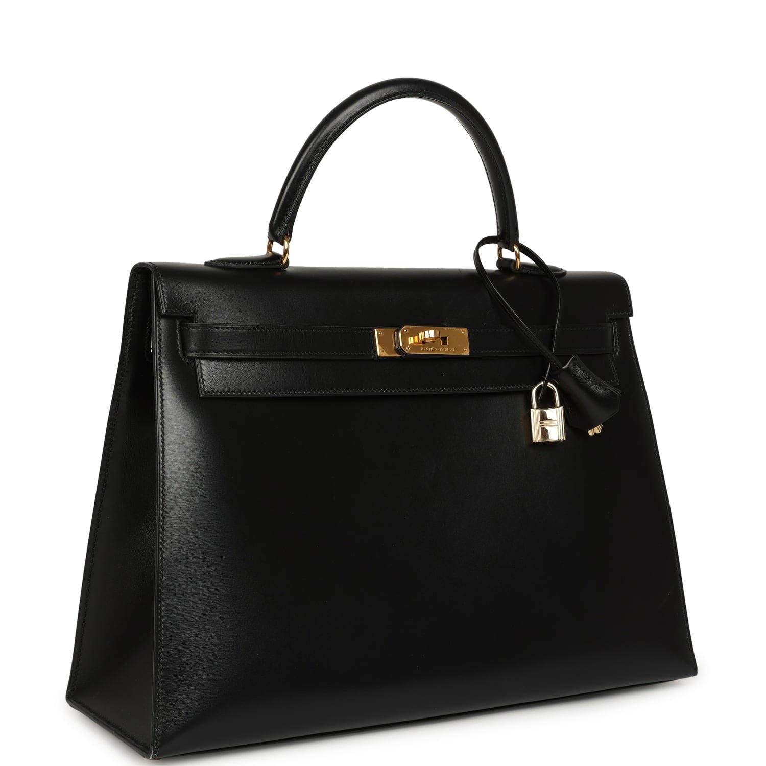 Vintage Hermes Kelly Sellier 35 Black Box Gold Hardware - Image 2