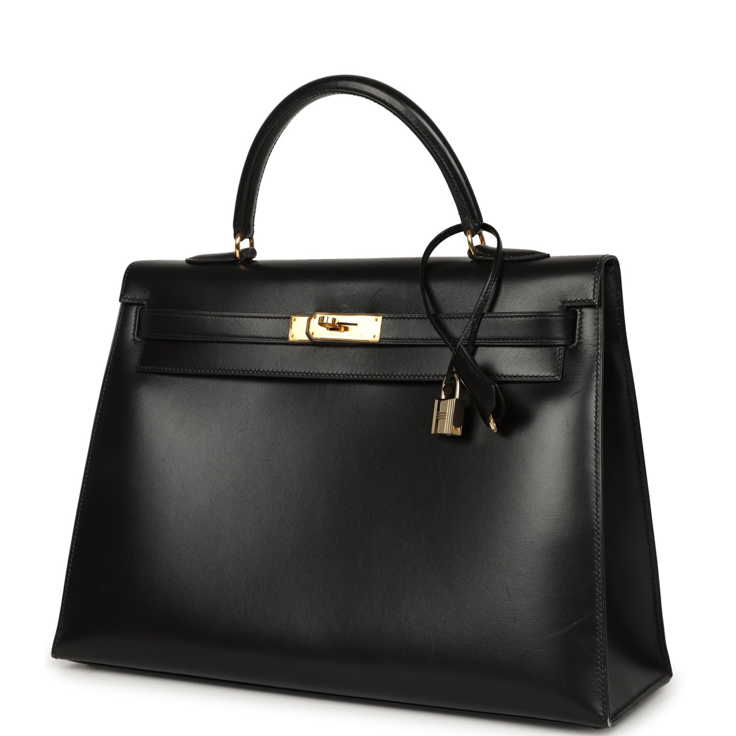 Vintage Hermes Kelly Sellier 35 Black Box Gold Hardware - Image 5