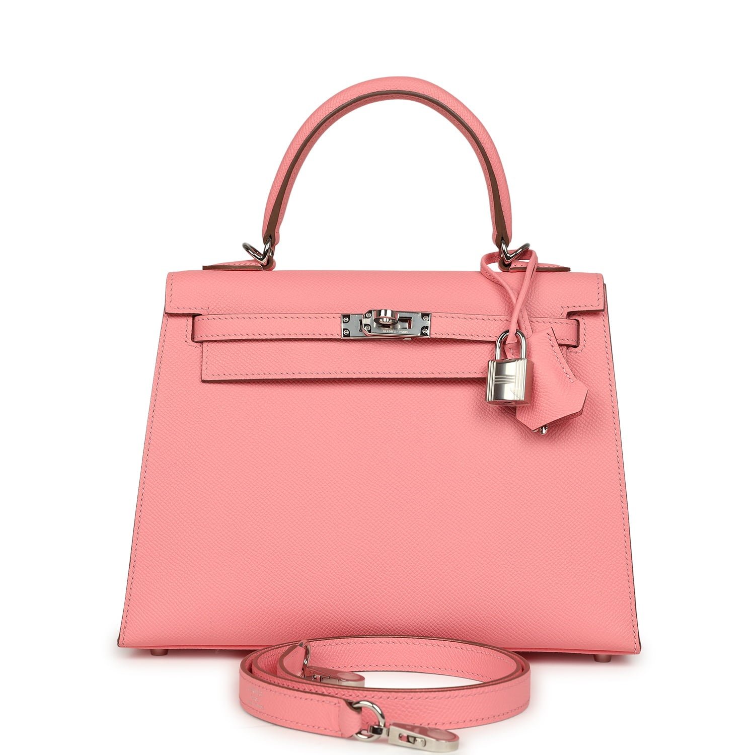 Hermes Kelly Sellier 25 Rose Confetti Epsom Palladium Hardware