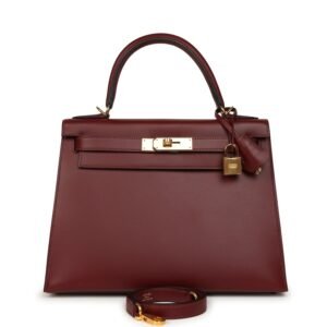 Hermes Kelly Sellier 28 Rouge H Sombrero Gold Hardware