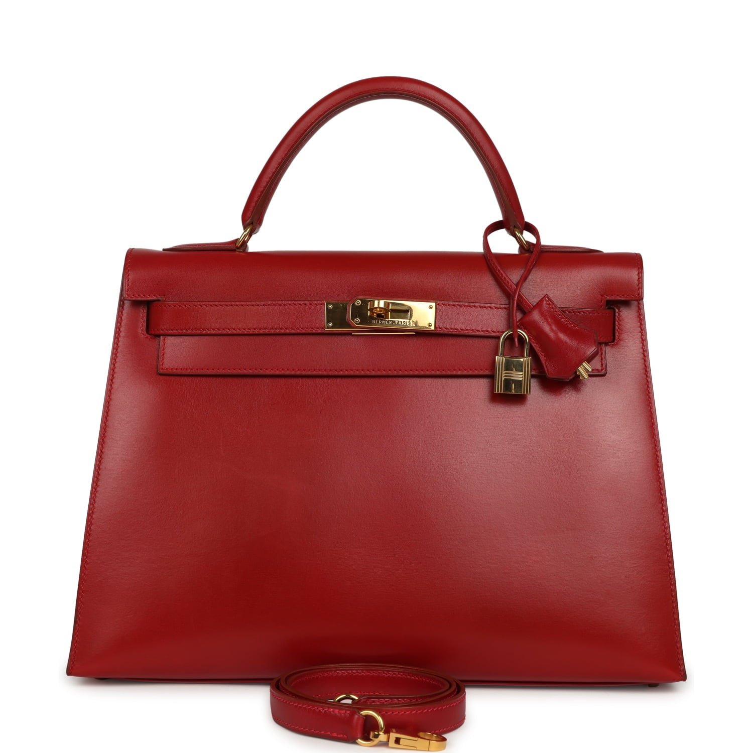 Vintage Hermes Kelly Sellier 32 Rouge Vif Box Gold Hardware (MAC-H-K-260508-4)