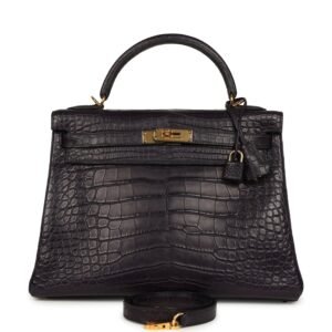 Hermes Kelly Retourne 32 Aubergine Matte Alligator Gold Hardware (MAC-H-K-260512-1)