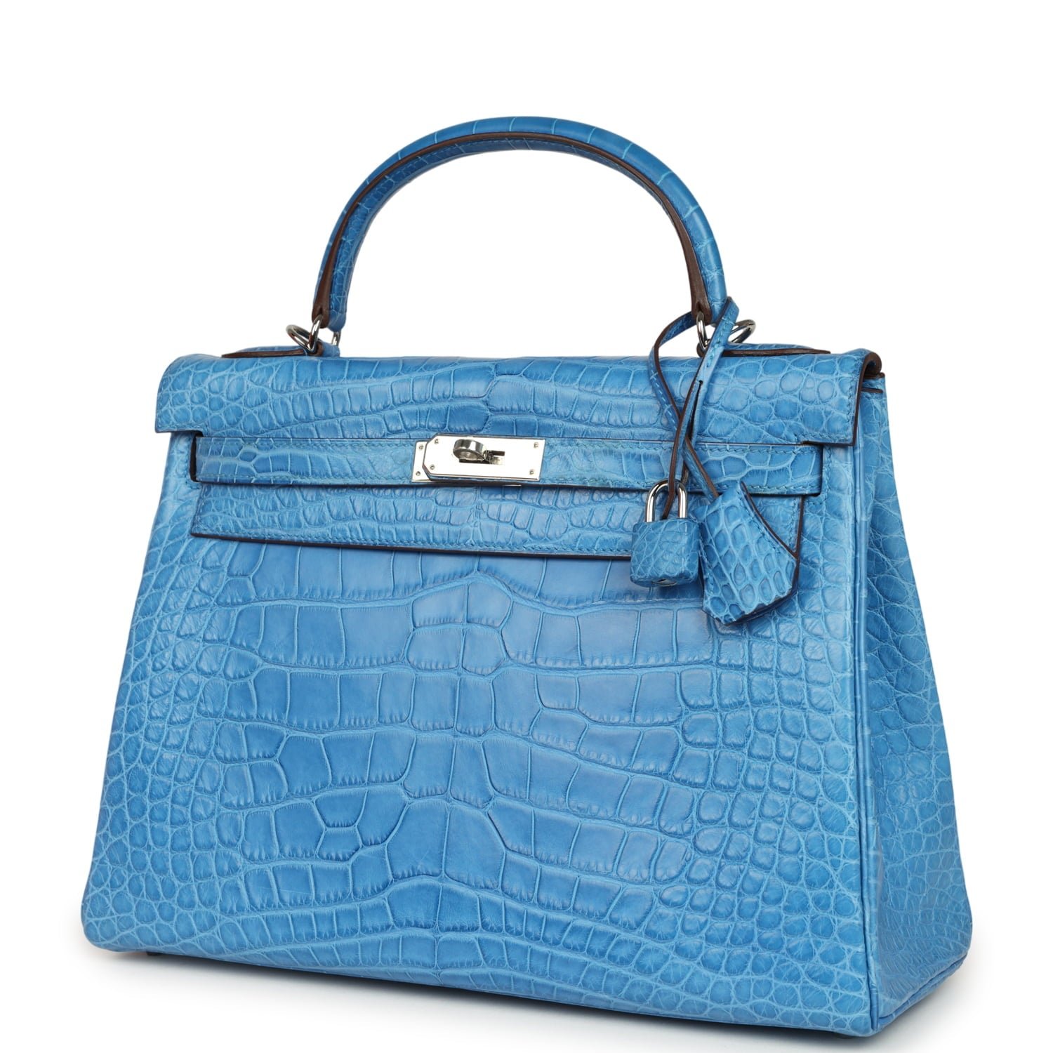 Hermes Kelly Retourne 32 Bleu Mykonos Matte Alligator Palladium Hardware - Image 5