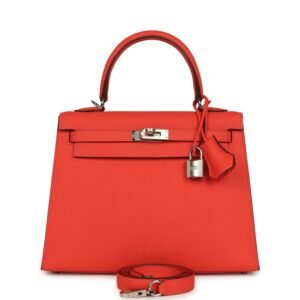 Hermes Kelly Sellier 25 Rose Texas Epsom Palladium Hardware