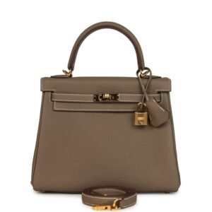 Hermes Kelly Retourne 25 Etoupe Togo Gold Hardware
