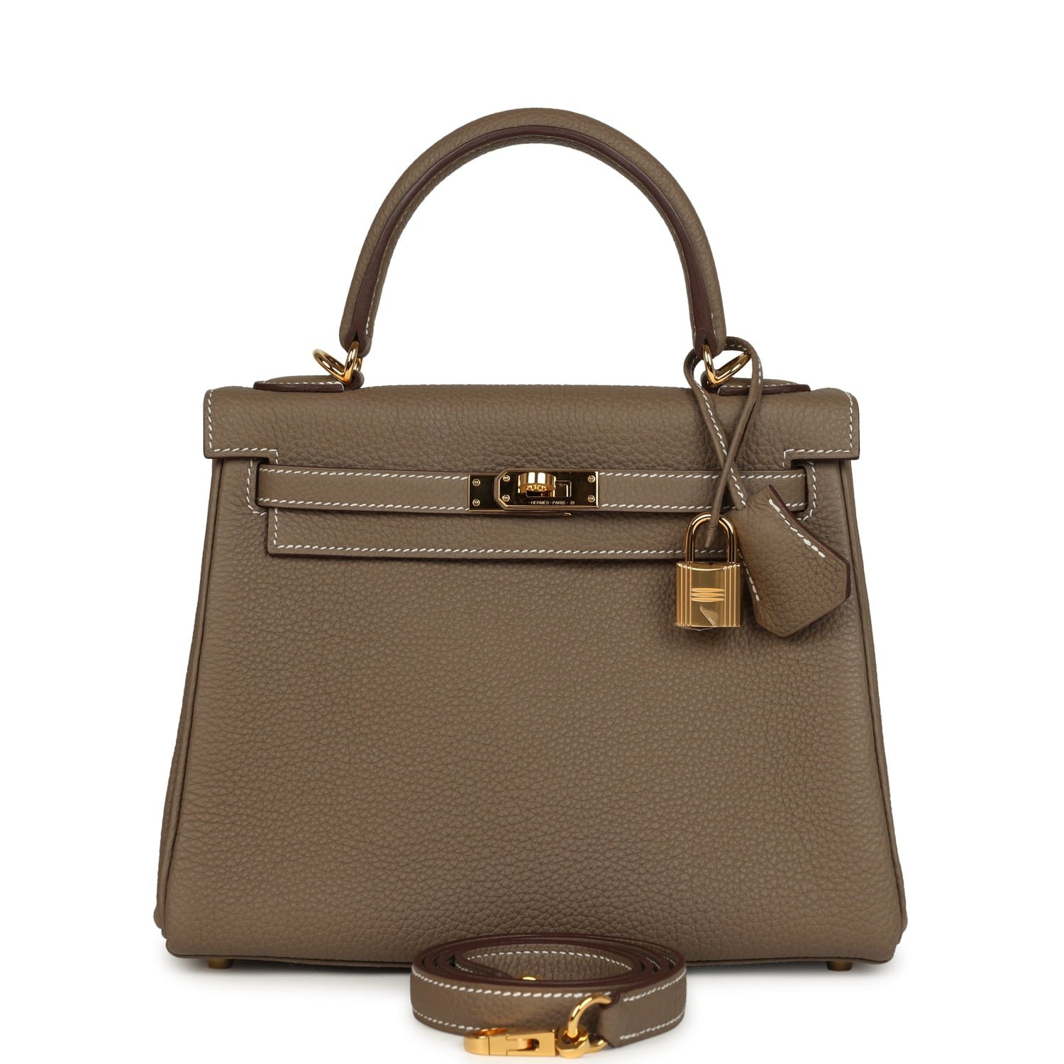 Hermes Kelly Retourne 25 Etoupe Togo Gold Hardware