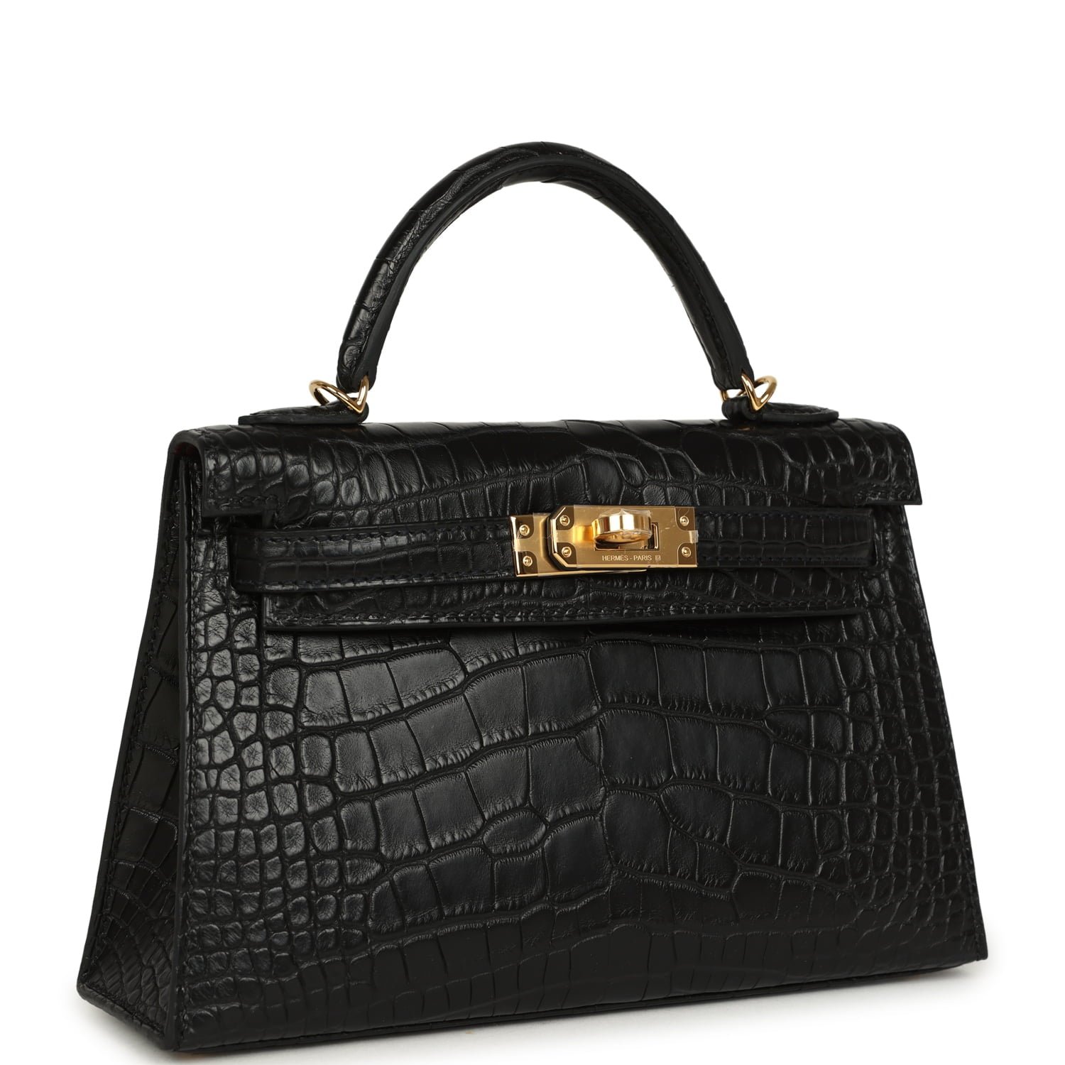 Hermes Special Order (HSS) Kelly Sellier 20 Black Verso Matte Alligator Gold Hardware - Image 2