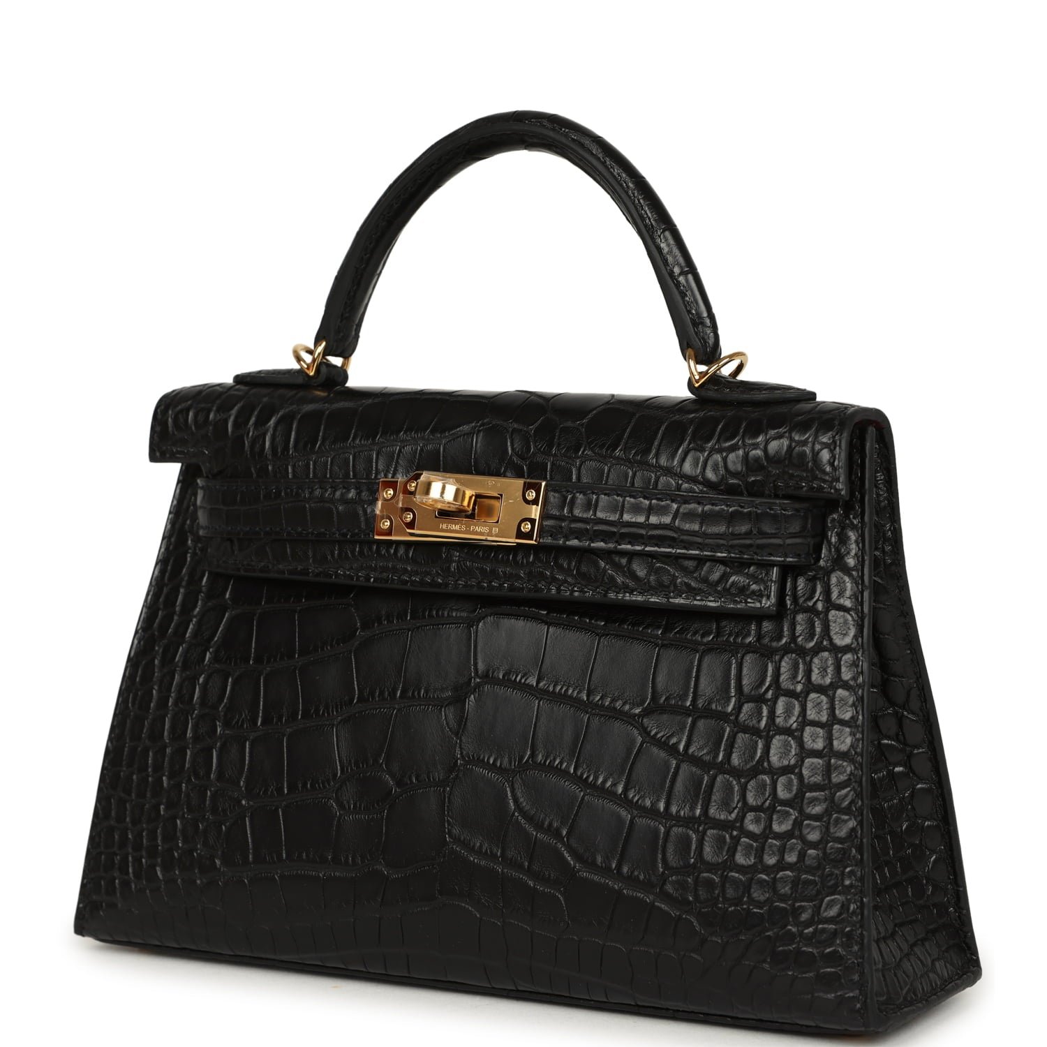 Hermes Special Order (HSS) Kelly Sellier 20 Black Verso Matte Alligator Gold Hardware - Image 5