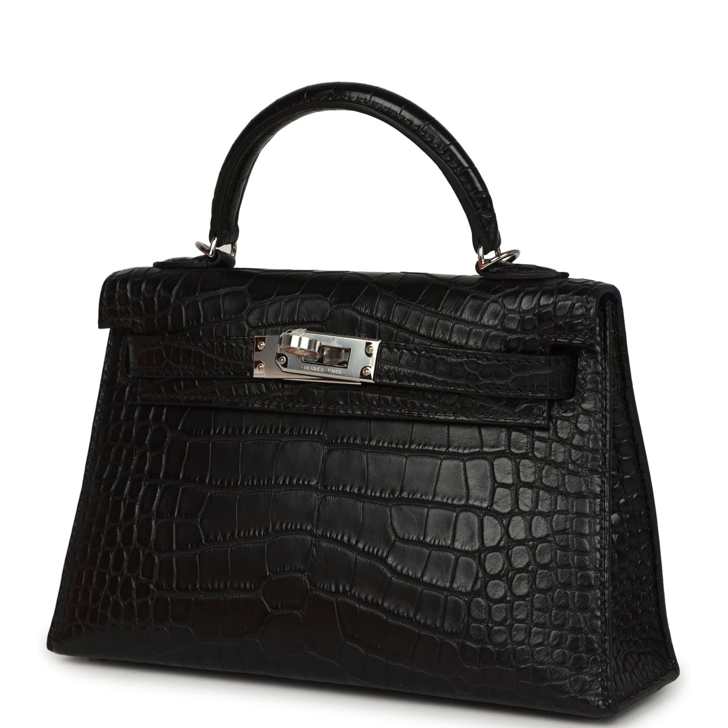 Hermes Special Order (HSS) Kelly Sellier 20 Black Verso Matte Alligator Palladium Hardware - Image 5