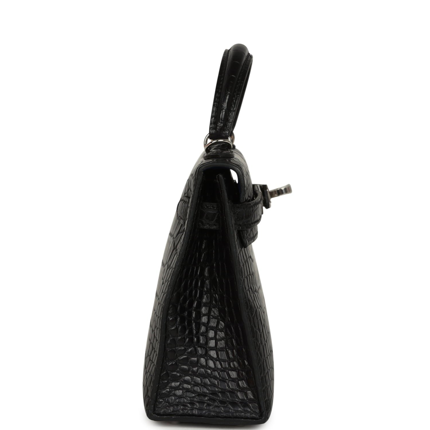 Hermes Special Order (HSS) Kelly Sellier 20 Black Verso Matte Alligator Palladium Hardware - Image 3