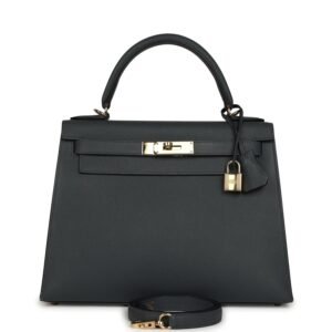 Hermes Kelly Sellier 28 Gris Misty Epsom Permabrass Hardware