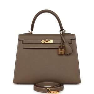 Hermes Kelly Sellier 25 Etoupe Epsom Gold Hardware